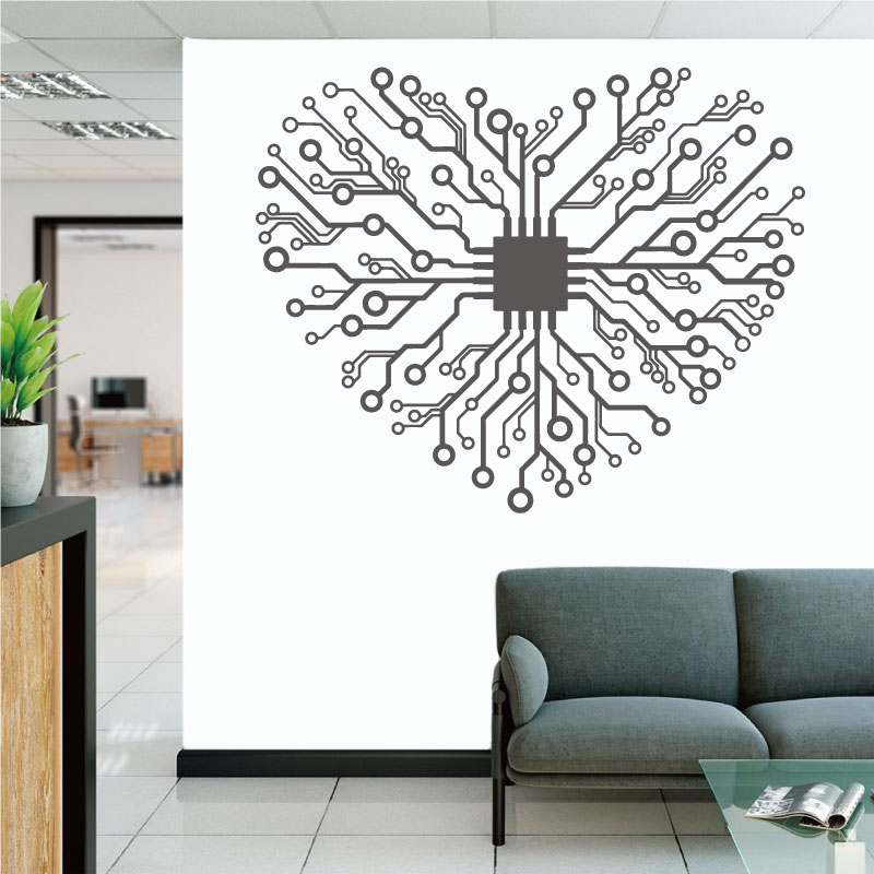 Tech Office Wall Art - Love Chip Tech Company Office Vinyl