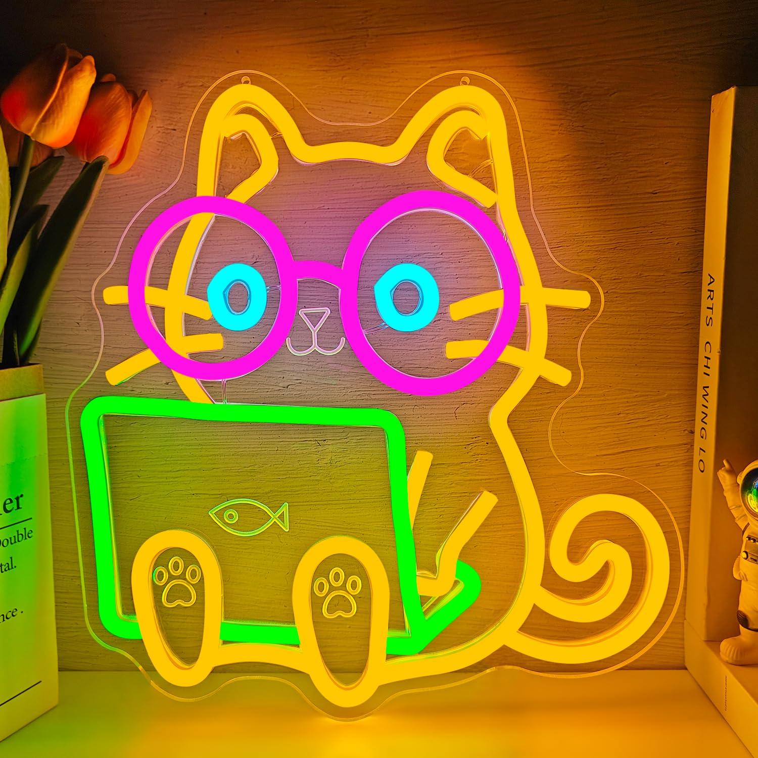The Office It Tech - Cat Laptop Neon Sign USB Dimmable