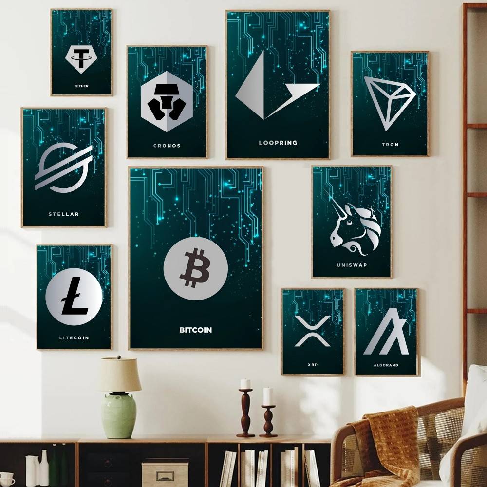Tech Circuit Crypto Symbol Pos - огляд і ціна Tech Office Wall Art