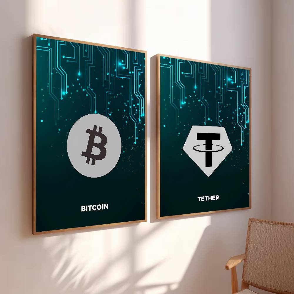 Tech Circuit Crypto Symbol Pos - огляд і ціна Tech Office Wall Art