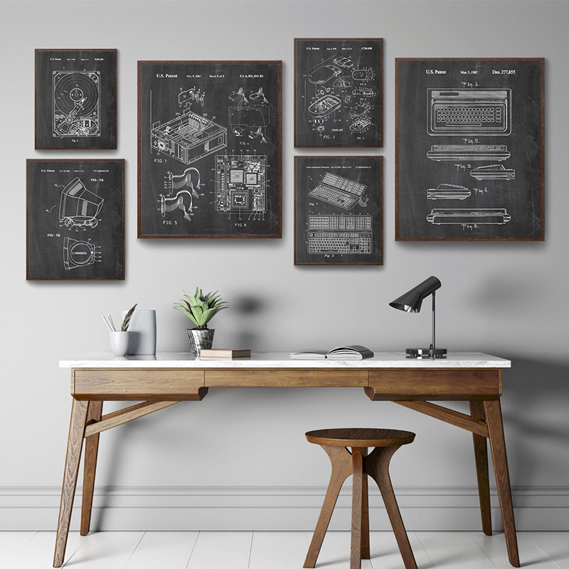 6Pcs Vintage Computer Patent W - огляд і ціна Tech Office Wall Art