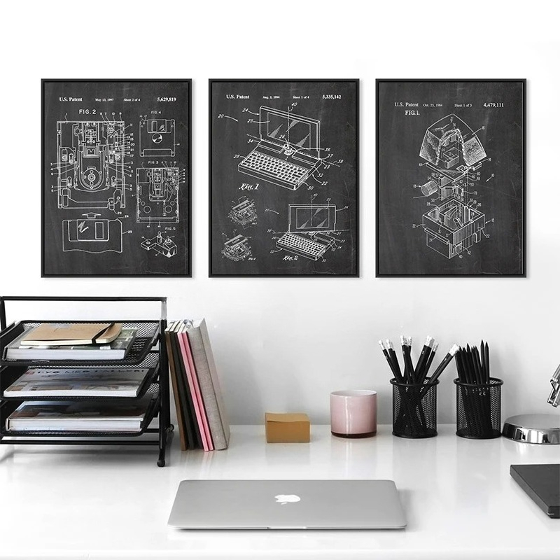 6Pcs Vintage Computer Patent W - огляд і ціна Tech Office Wall Art