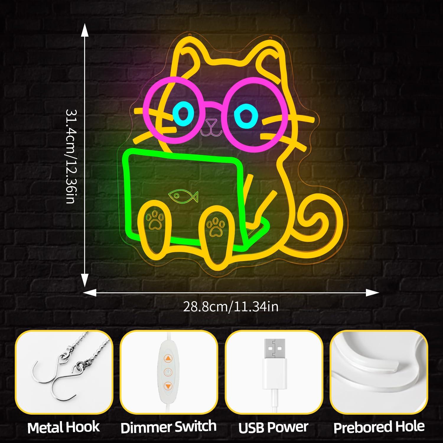 Cat Laptop Neon Sign USB Dimma - огляд і ціна The Office It Tech